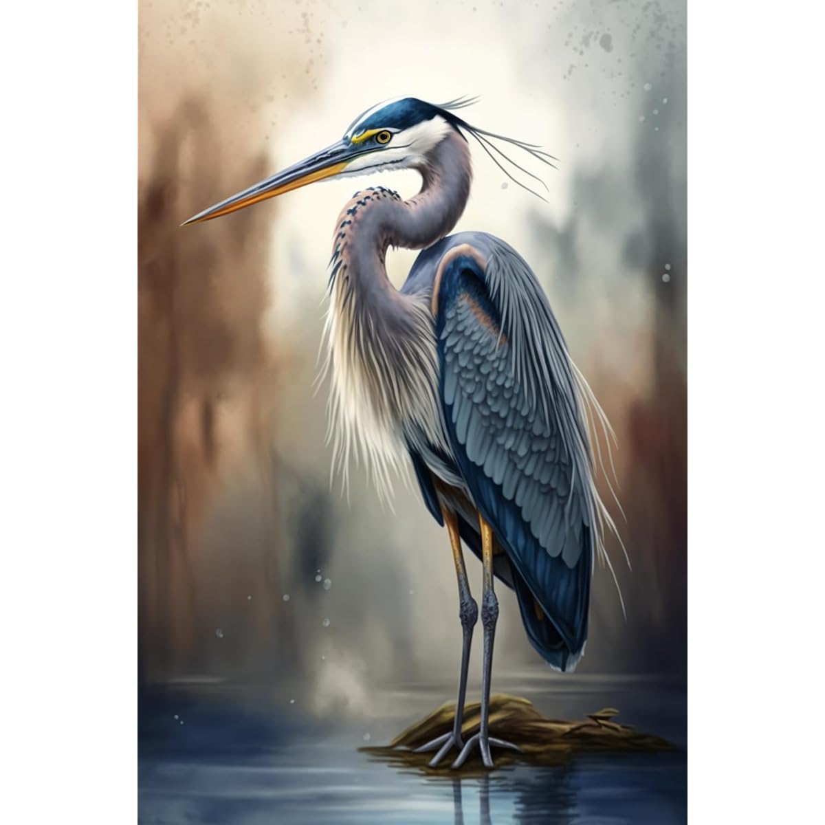 Blue Heron on The Water Jigsaw Puzzle for Adults 500 Pieces - Romantic Wooden Puzzle, Great Toy for Kids & Home Decor