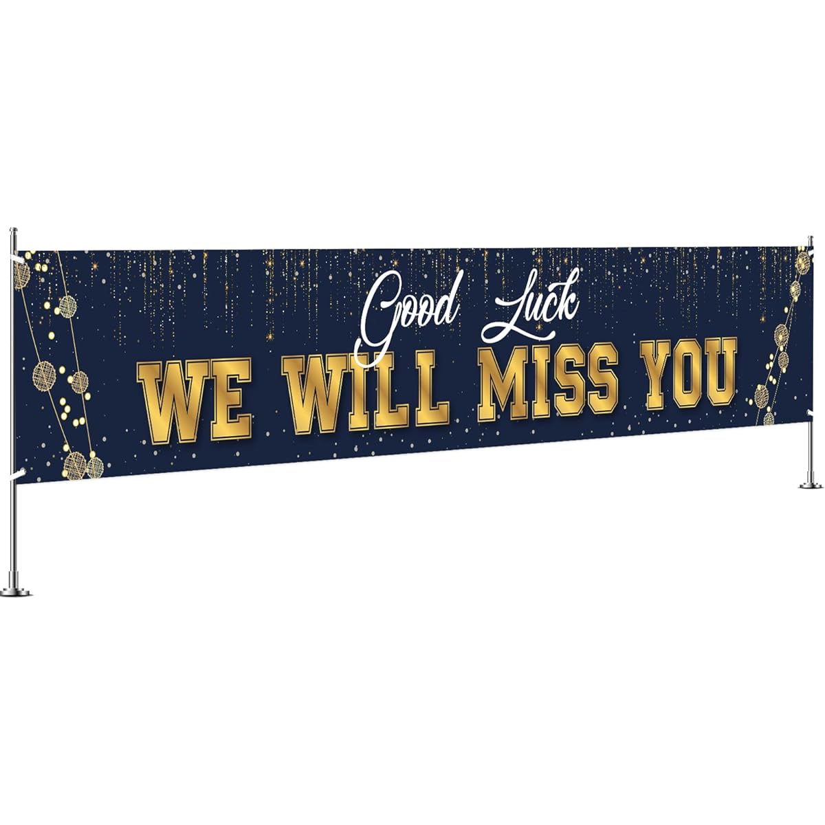 INNORU Large Good Luck We Will Miss You Backdrop Banner Farewell Party Lawn Sign Graduation Yard Banner Retirement Party Indoor Outdoor Decoration Supplies 1.8 x 1.5 ft