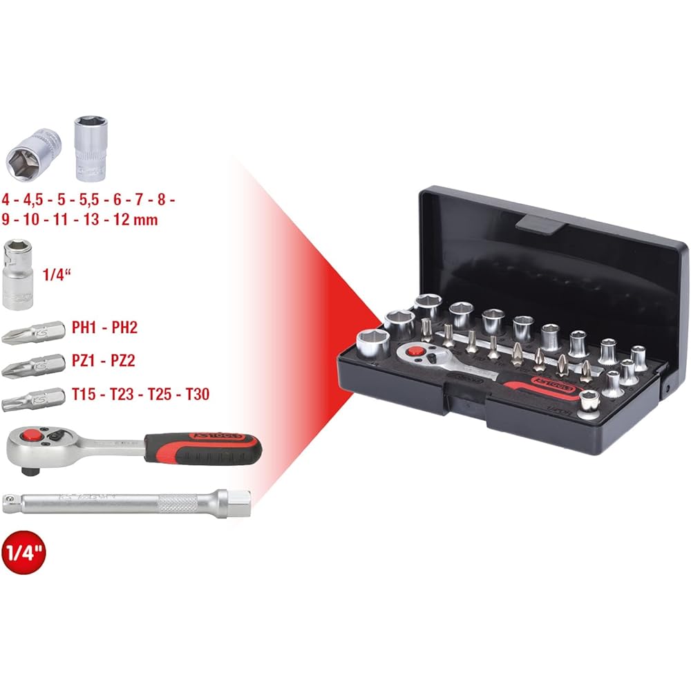 KS TOOLS 1/4" Socket set 23 pcs 911.0623