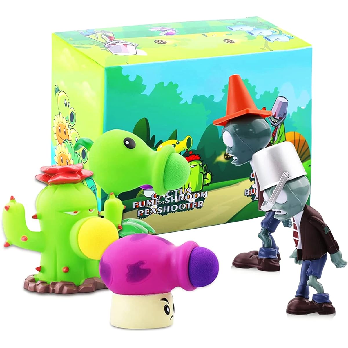 Maikerry 5pcs PVZ 2 Series Toy Doll Character Soft Vinyl Hard Plastic Launchable Figures, Great Gift for Kids and Fans, Birthday and Christmas Party