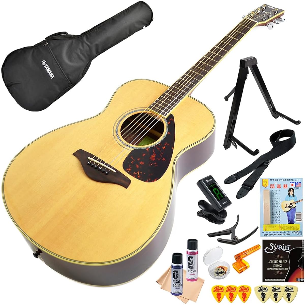 Acoustic Guitar Beginner Set YAMAHA FS830 NT Yamaha Acoustic Guitar Beginner 14 Pieces Natural