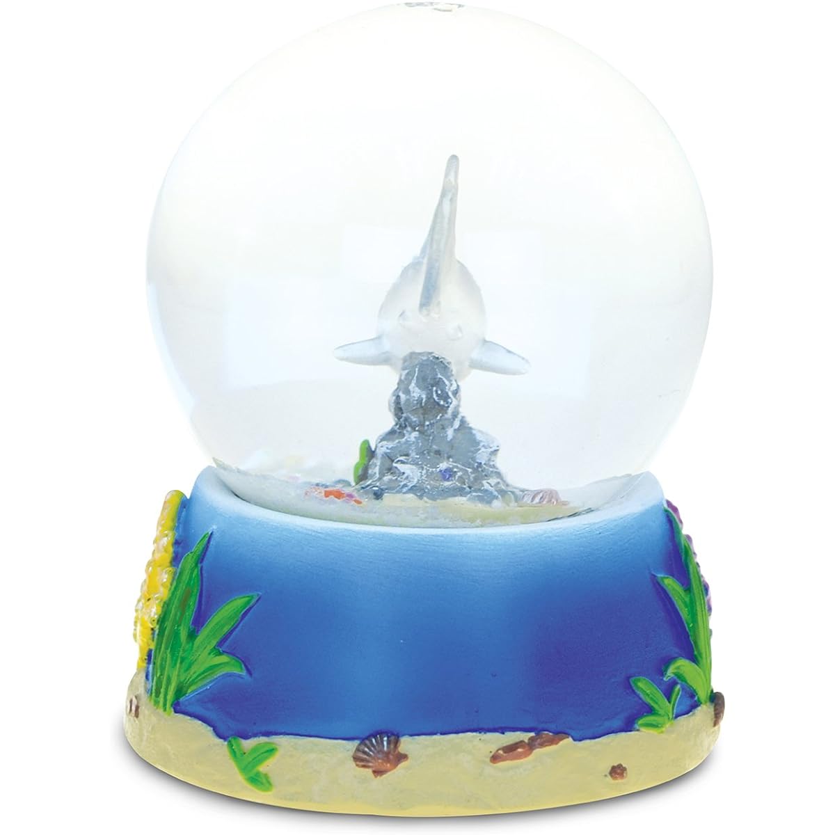 Puzzled Shark (65mm) Resin Stone Finish Snow Globe - Ocean Life Theme - Unique Elegant Gift, Souvenir - Item # 9483