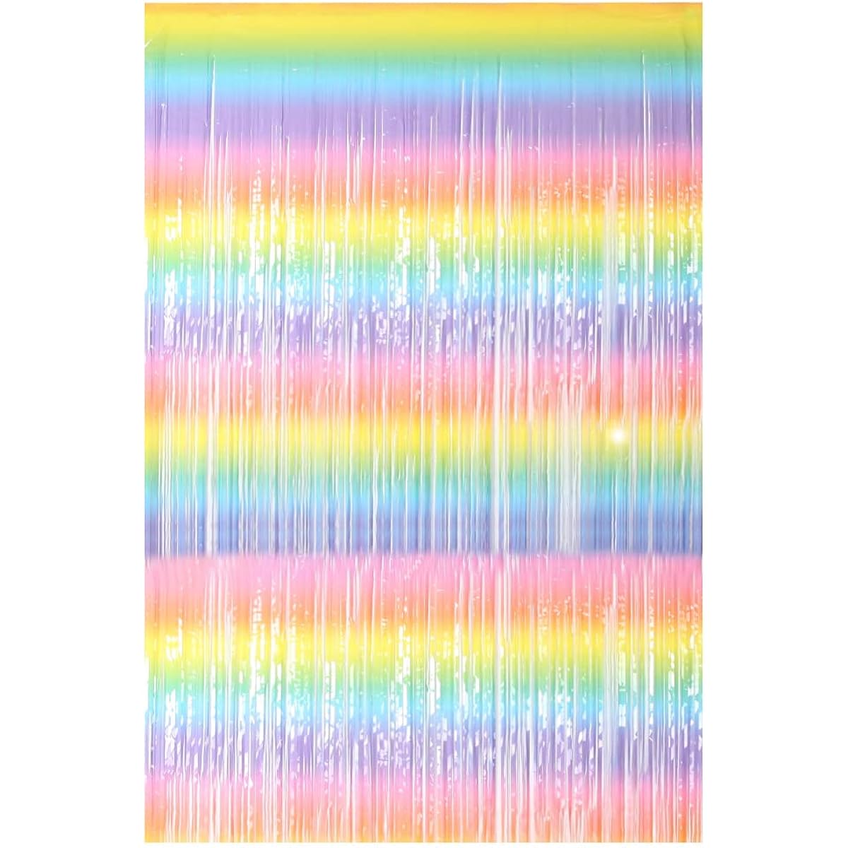 Buerhomie 2 Pack 3.3 x 6.6 ft Macaron Rainbow Foil Fringe Curtain Backdrop