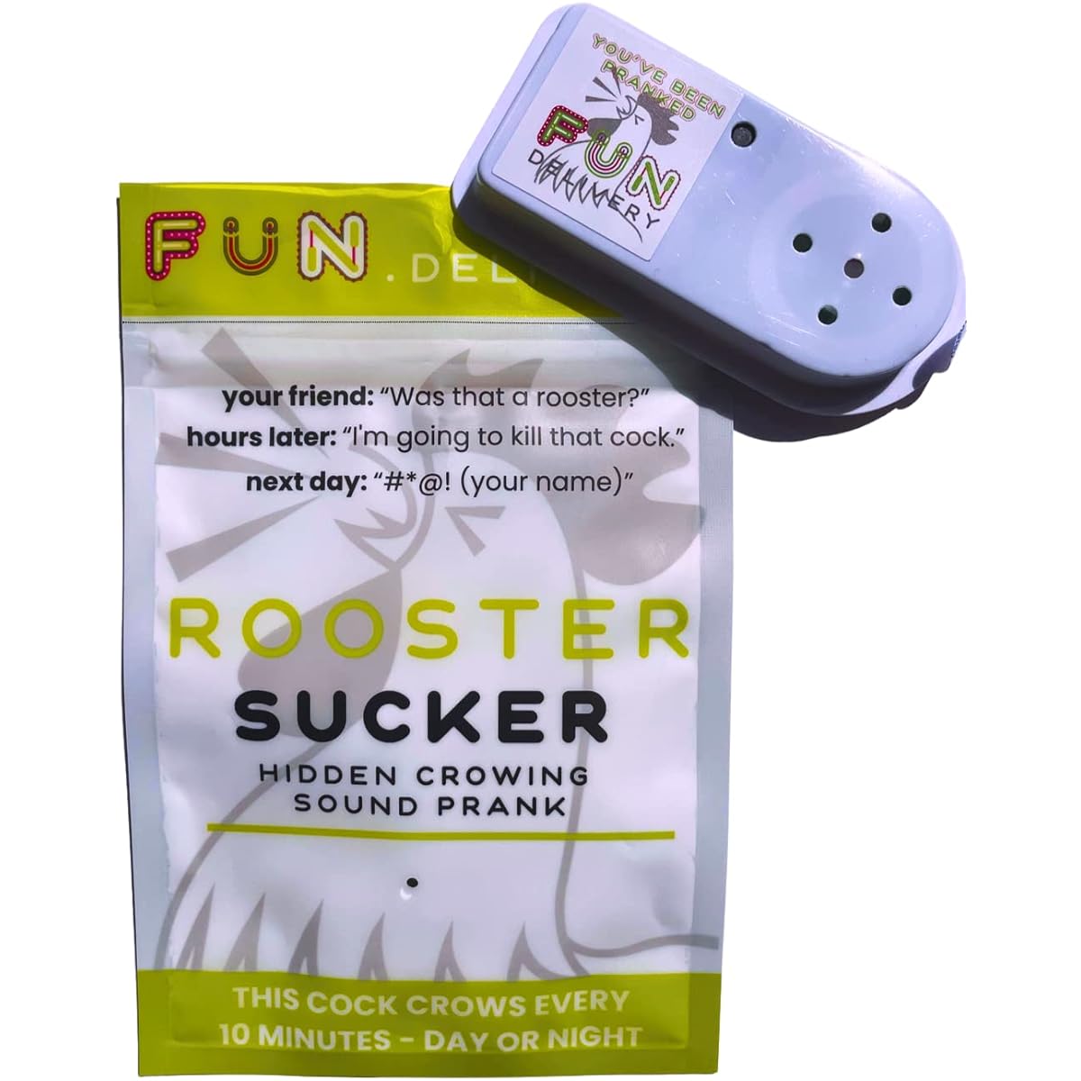 FUN Delivery Rooster Suction Device Hidden Flock Sounds Prank