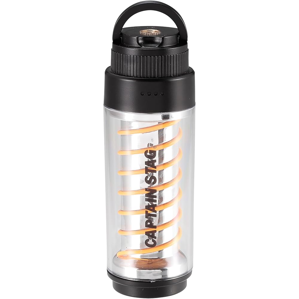 CAPTAIN STAG Light Lantern Edison Light Flashlight CS Spiral Light USB Rechargeable [Brightness 200 lumens/Continuous lighting approximately 5-12 hours/Up to 4 levels dimmable] Black UK-4074