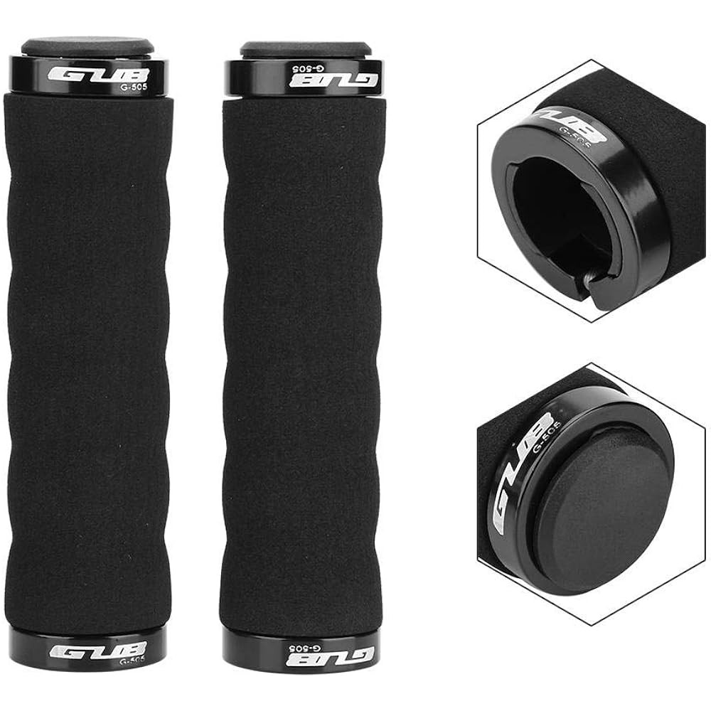 Qiilu 22mm Handlebar Grip Bicycle Grip Sponge Aluminum Alloy Earthquake Resistant Lightweight Flexible (Black)