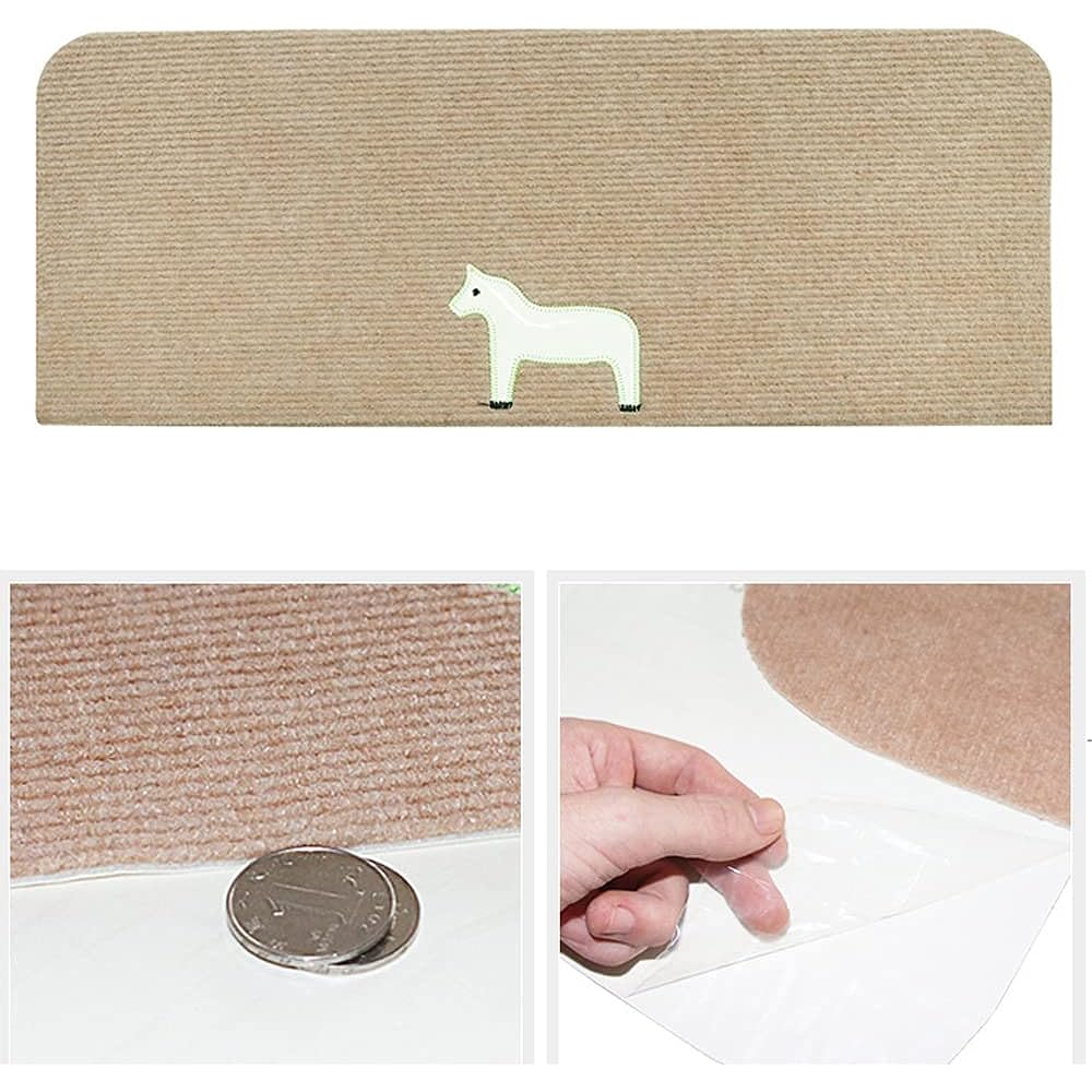 YMR Stair Mat Anti-Slip, Soundproof, Luminous, Small Horse Scratch Prevention, Foldable, Approx. 55 x 22 cm, Step Mat, For All Seasons, Adsorption Type, Washable, Set of 15 (BROWN, 55 x 22 CM)