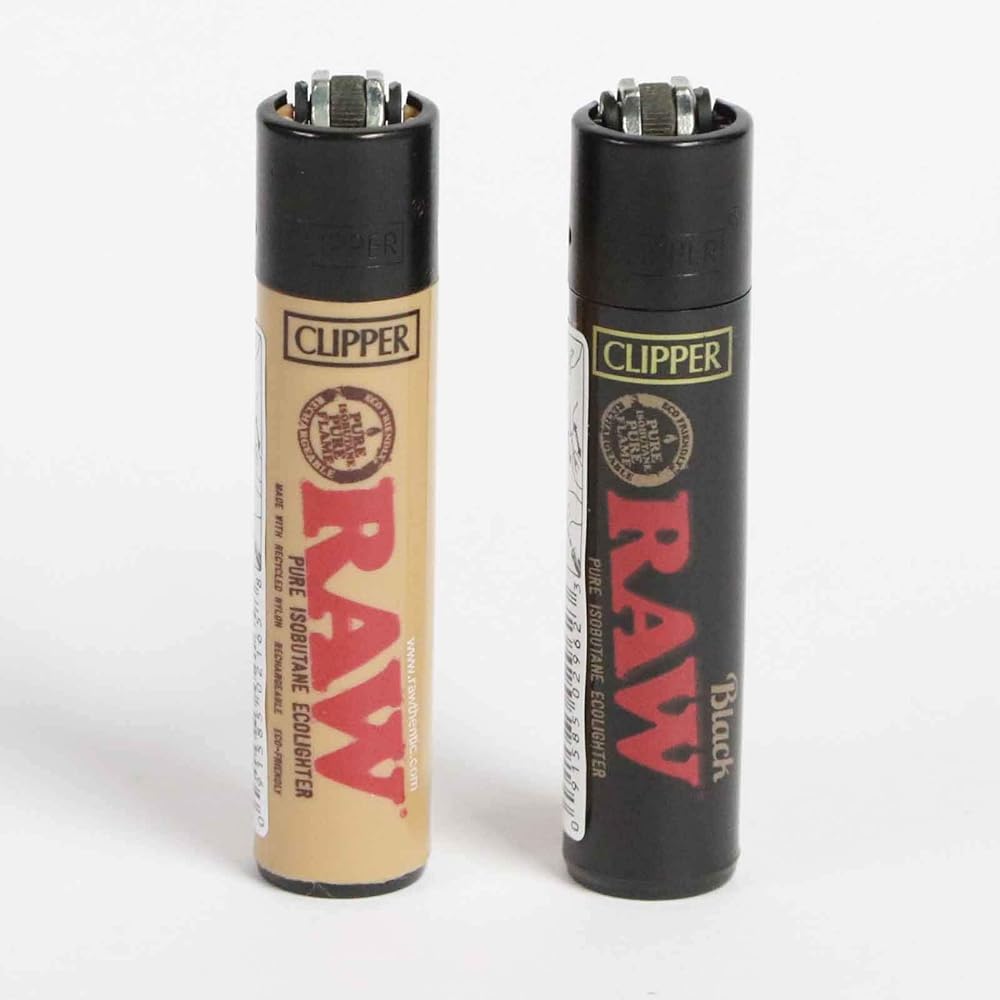 Clipper lighter Genuine RAW limited design Black 1 piece Clipper lighter Gas lighter Can be filled with gas Replaceable flint (flint) Replaceable wheels (CP11) Reusable gas lighter No gas [Ekimani Industries]