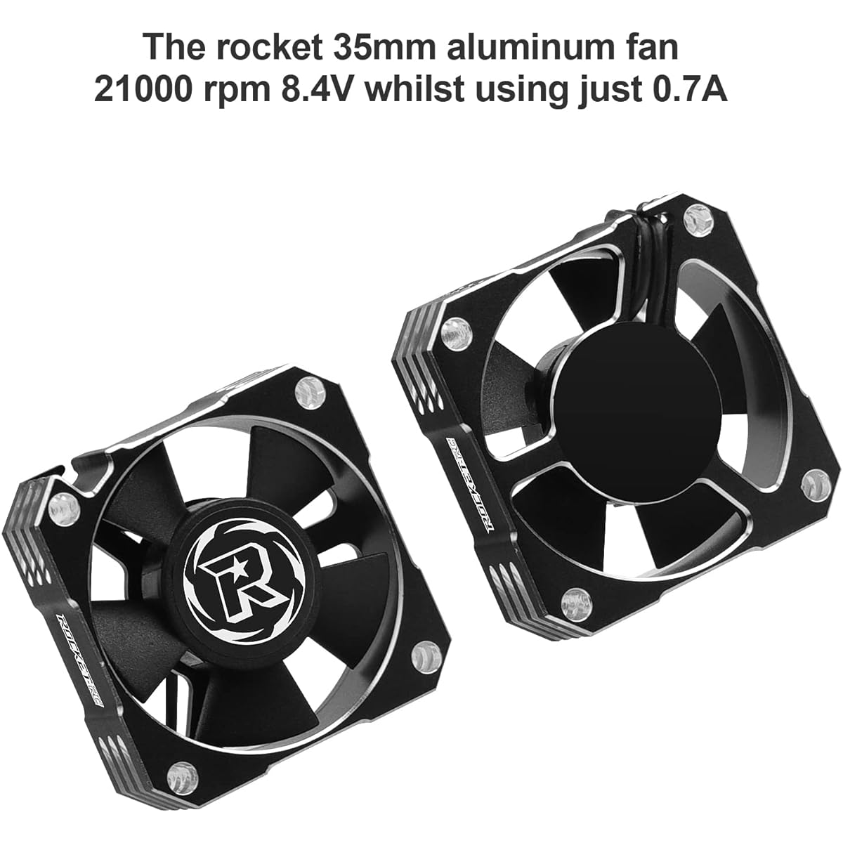 2 Pack 35mm RC Motor Cooling Fan 21000RPM 8.4V Aluminum ESC Motor Cooling Fan Heat Sink for RC Car 1/8 1/10 Scale 3650 3660 540 550 Brushless Motor (Black Silver)