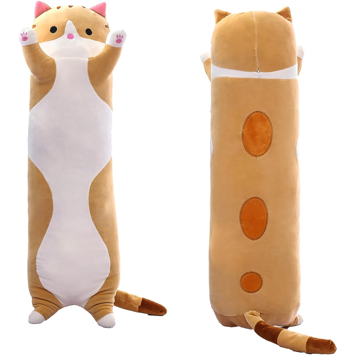 SHINUOER Long Cat Stuffed Animal Pillow Cat Body Pillow Brown Cat Plush Soft Plush Kawaii Kitten Stuffed Animal for Kids Girlfriend (Brown, 59 Inch)