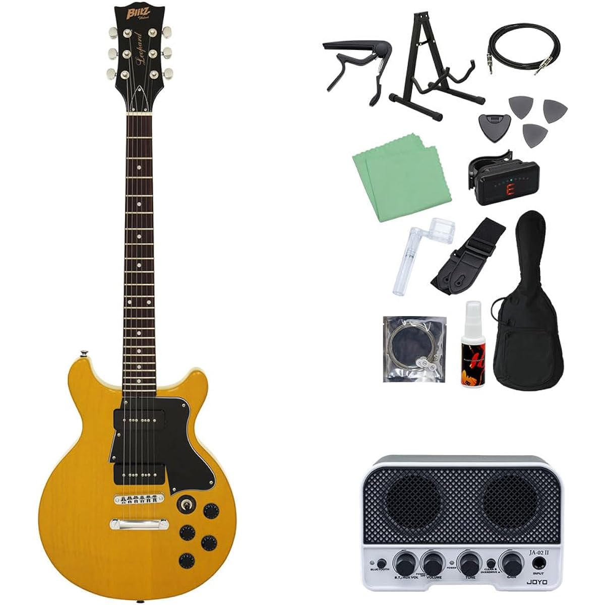 Blitz by AriaProII BLP-SPL/DC Electric Guitar Beginner 14-piece Set [Includes Bluetooth Mini Amplifier] YL Les Paul Special Type Double Cutaway Blitz