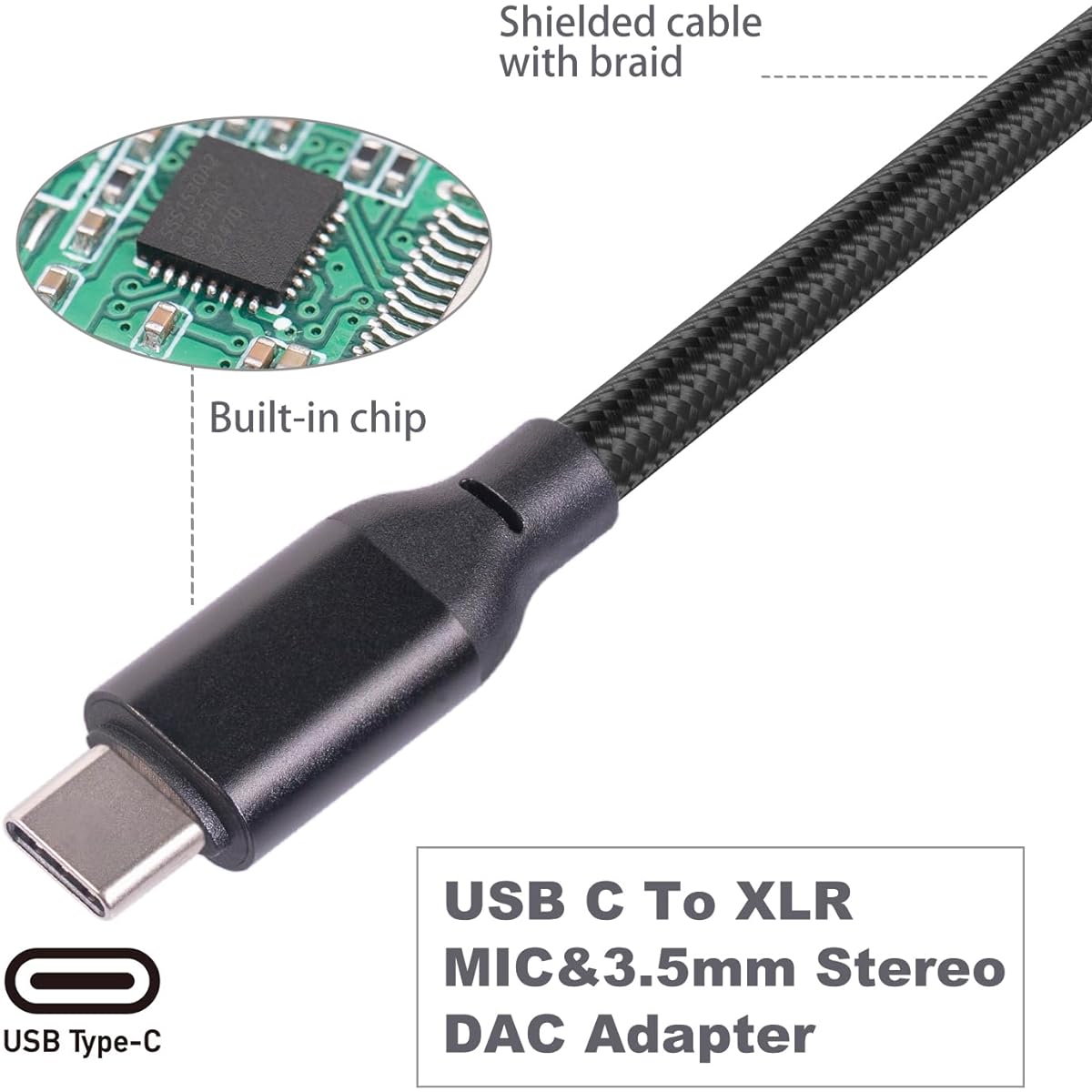 SZLliyxs 10ft USB C to XLR Female Microphone Cable 3.5mm (1/8) Female Stereo Output Adapter USB C to 3.5mm Headphone Cable XLR Female Mic Record Cable for Smartphone Tablet Laptop