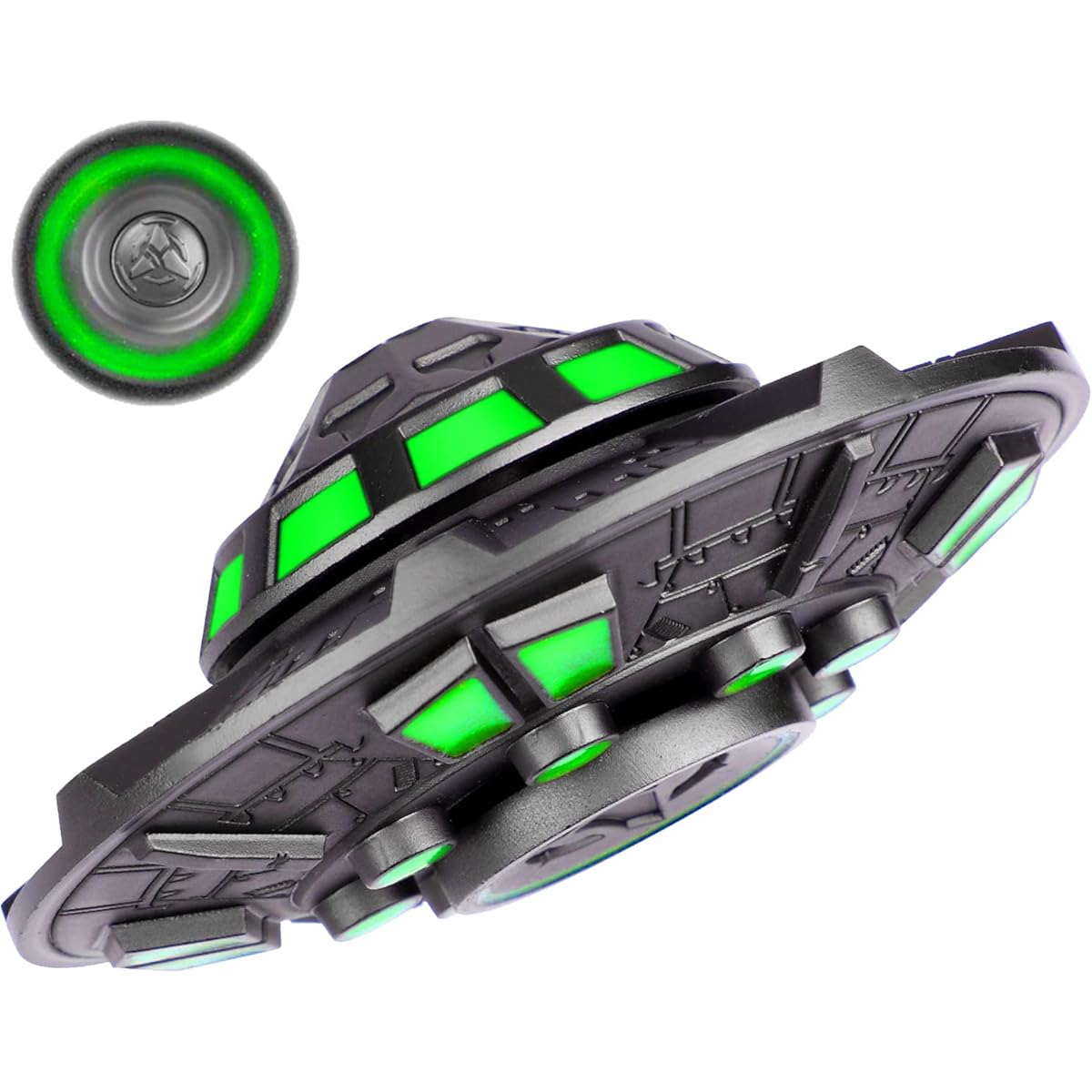 UFO Model Fidget Spinners Alloy Glow in The Dark, Luminous Fidgit Spinner Gifts for Kids Adults, Stress Anxiety ADHD Relief Figets Toy, Metal Finger Hand Spinner Toys Absorb Light Release in Dark…