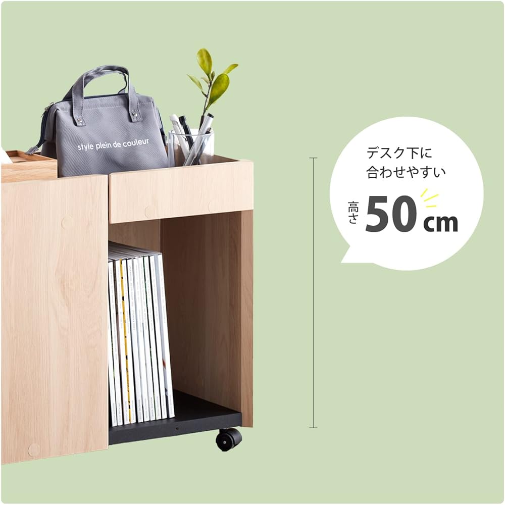 Asahiwood Under-Desk Storage Work Point Office Wagon Double Size Width 59.4cm Depth 30.1cm Height 50.2cm Dark Brown Compatible with A4 Files Comes with Casters WPM-5060DE-DB