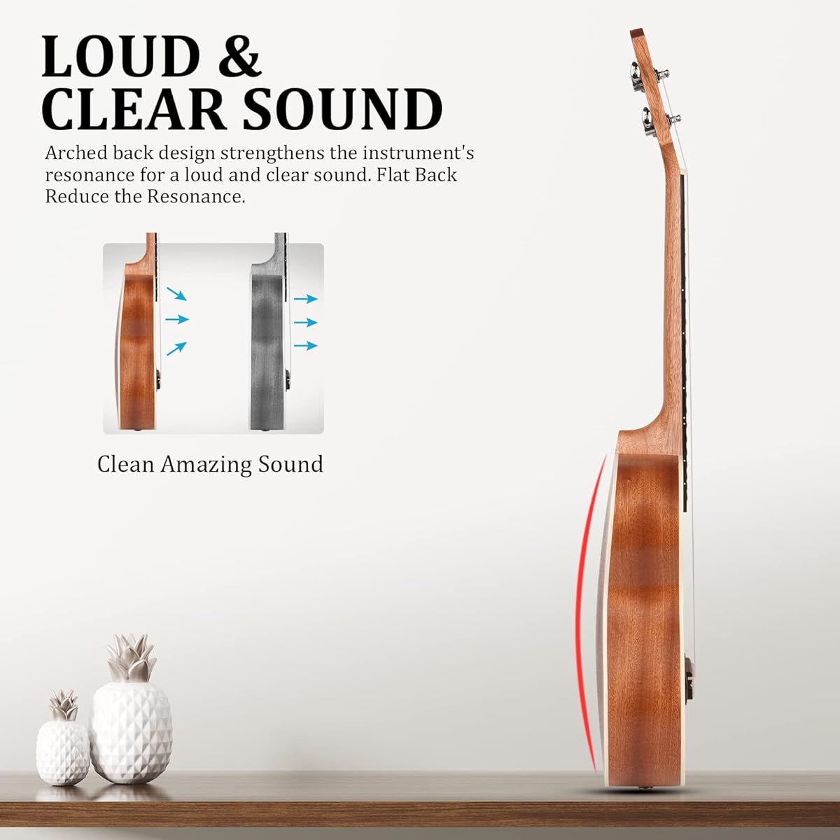Hricane Concert Ukulele 23 inch UKS-2 4-string Ukulele for Beginners Sapele Hawaiian Ukulele Ukulele Case Ukulele String Set