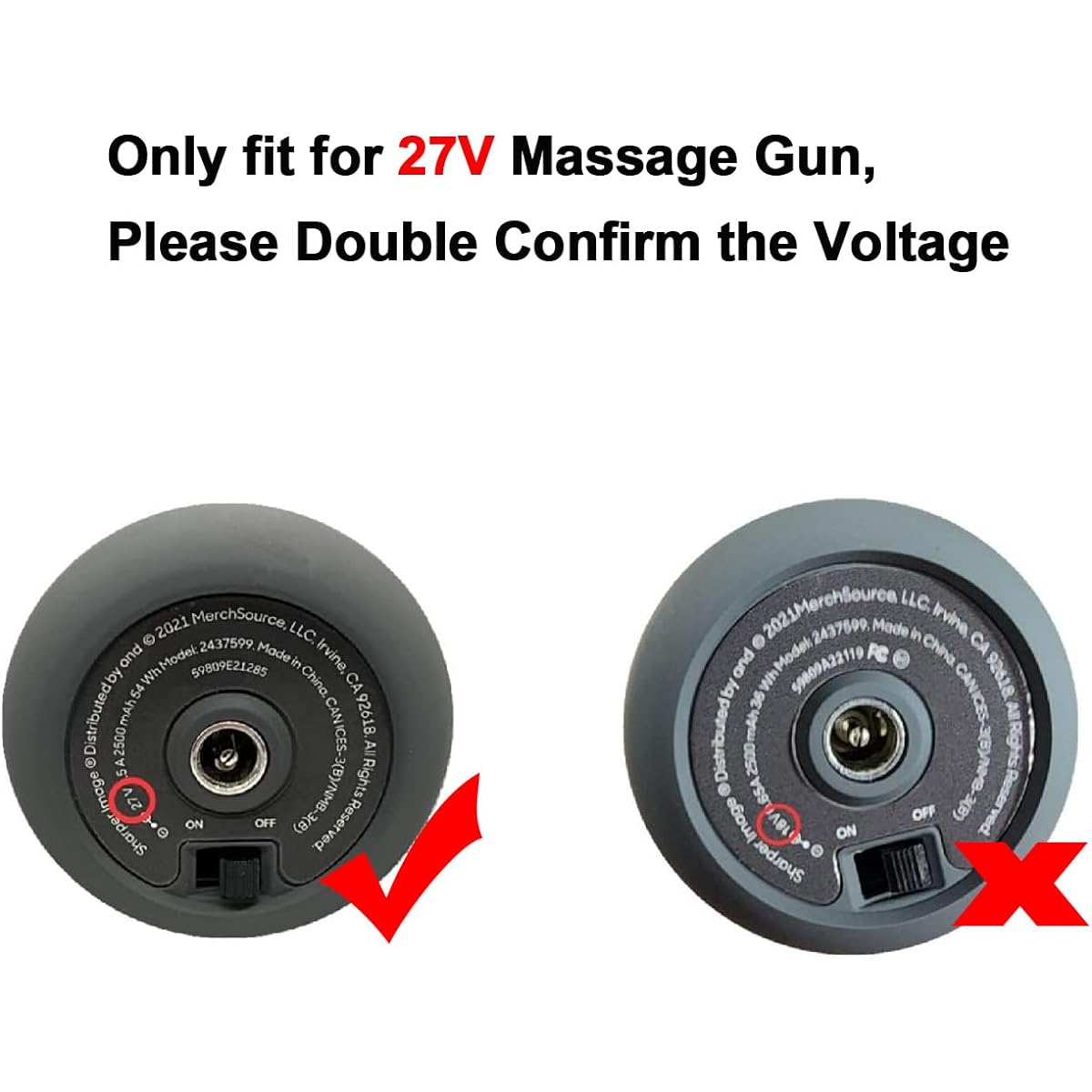 27V 0.5A 1A Power Charger for Clear Image 1011666 1013002 1012667 1013983 1013985 2437599 Power Boost Deep Tissue Cordless Massage Gun
