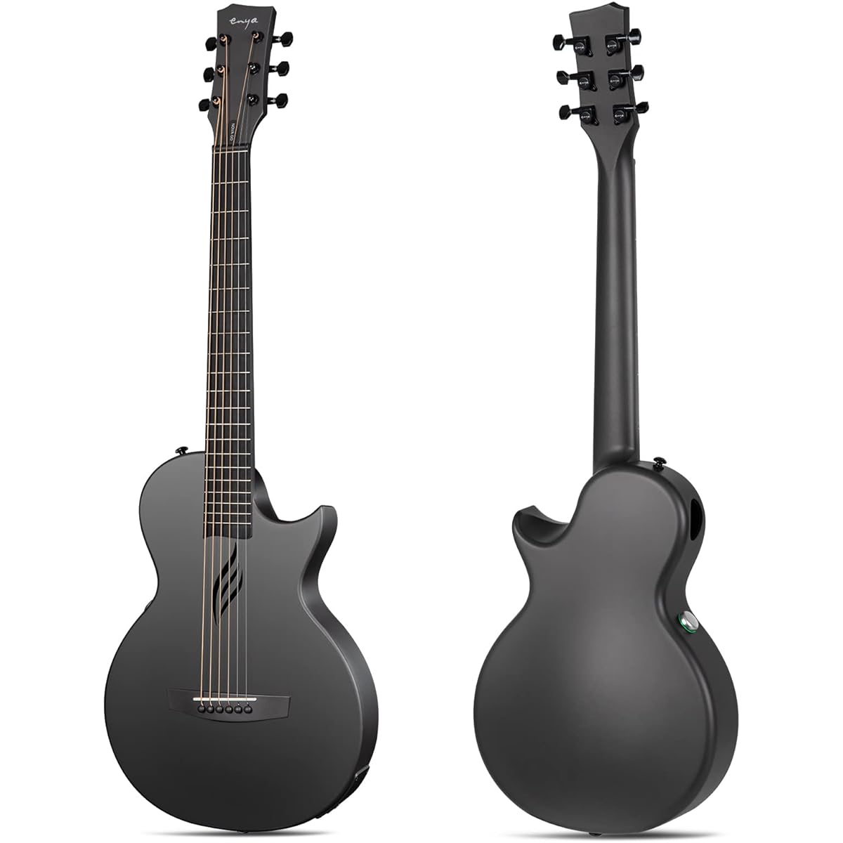 Enya Nova Go SP1 Acoustic Electric Guitar, Carbon Integrated Mini Guitar with AcousticPlus Pickup, Includes Guitar Case and Guitar Straps (Black)