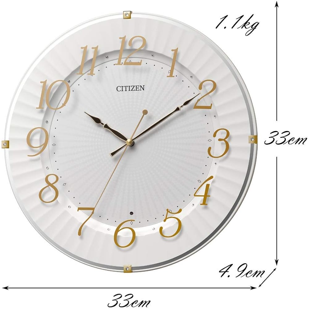 RHYTHM Wall Clock Gold Φ33x4.9cm Citizen Radio Analog Continuous Second Hand Interior 8MY537-018