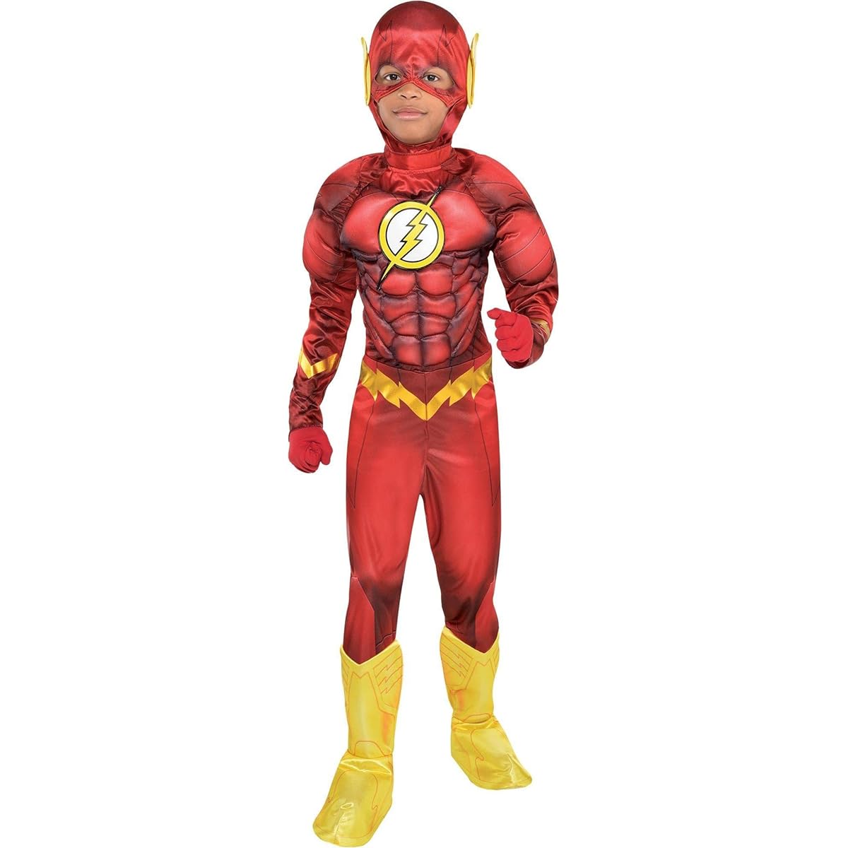 Costumes USA DC Comics 52 The Flash Muscle Costume for Boys with Padded Jumpsuit and Mask