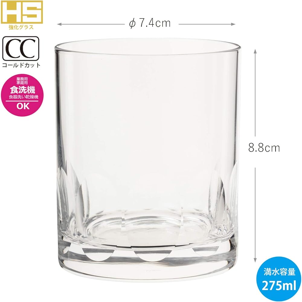 Toyo Sasaki Glass On the Rocks Glass 275ml Laut Made in Japan Dishwasher Safe Unbreakable 07116HS-E102