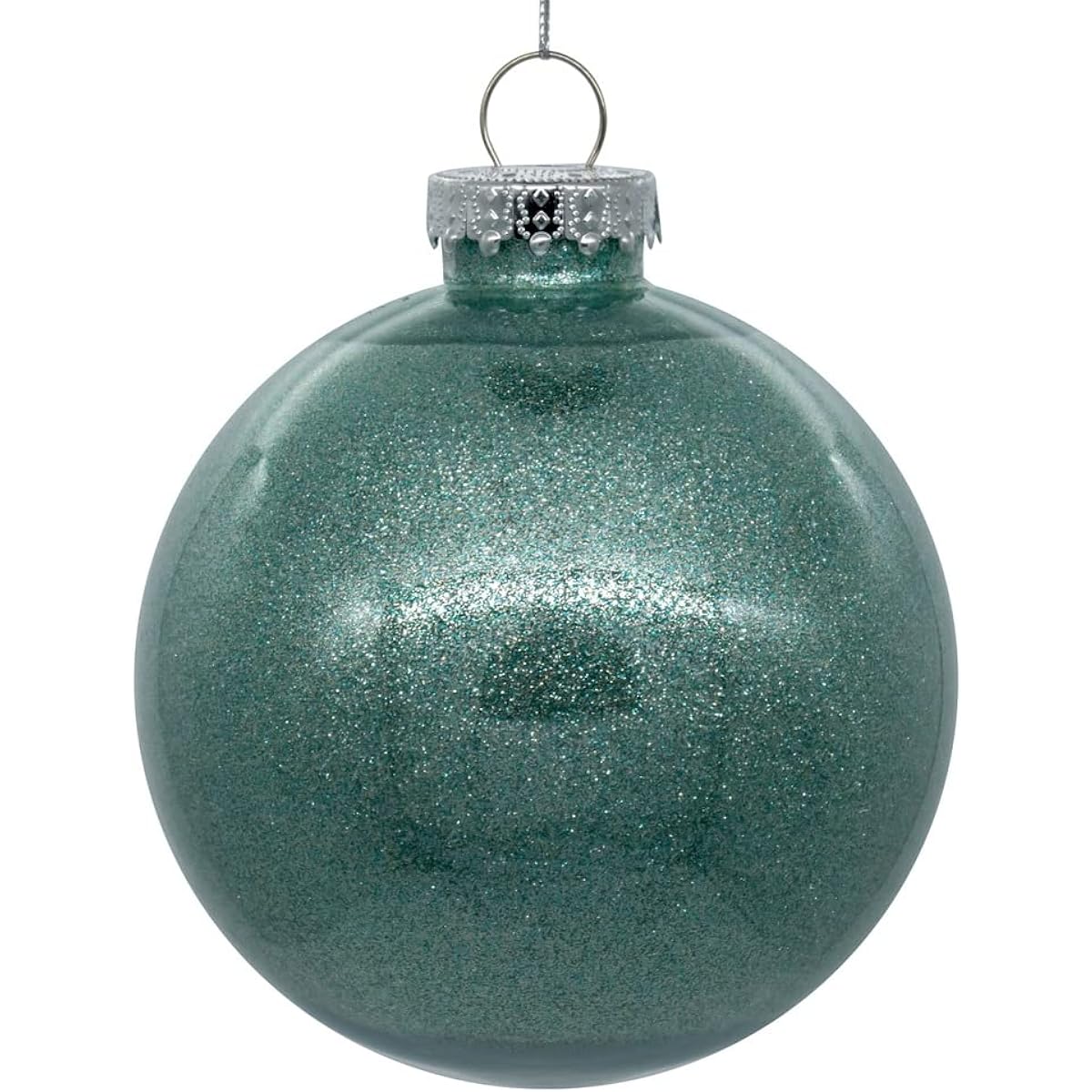 Vickerman 4" Clear Ball Christmas Ornament with Frosty Mint Glitter Decor