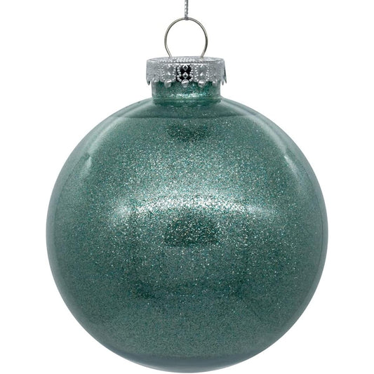 Vickerman 4" Clear Ball Christmas Ornament with Frosty Mint Glitter Decor