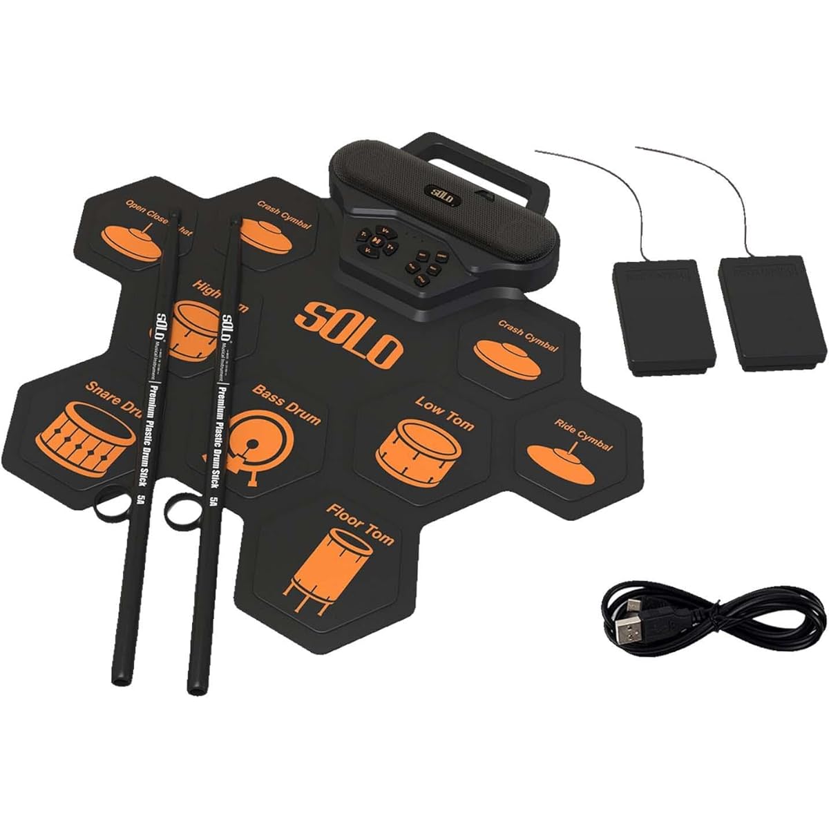 Tadill Roll-Up Silicone Drum Pad Desktop Drum Kit Durable Drum Sticks Hand Roll Electronic Drums Electronic Drum Kit for Adults