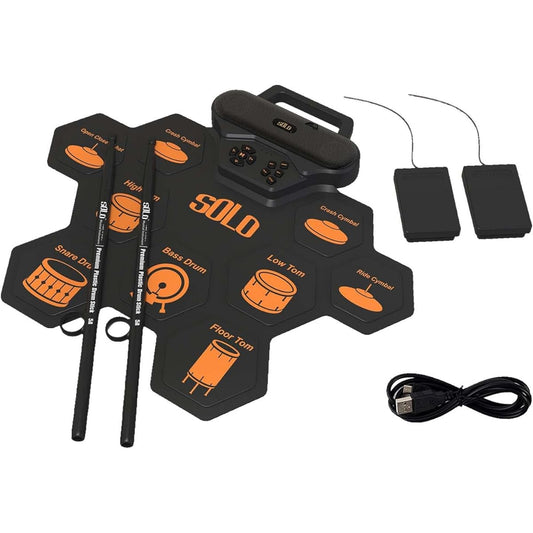 P Prettyia Tabletop Drum Kit Electronic Drum Kit Hand-wound Electronic Drum for Beginners