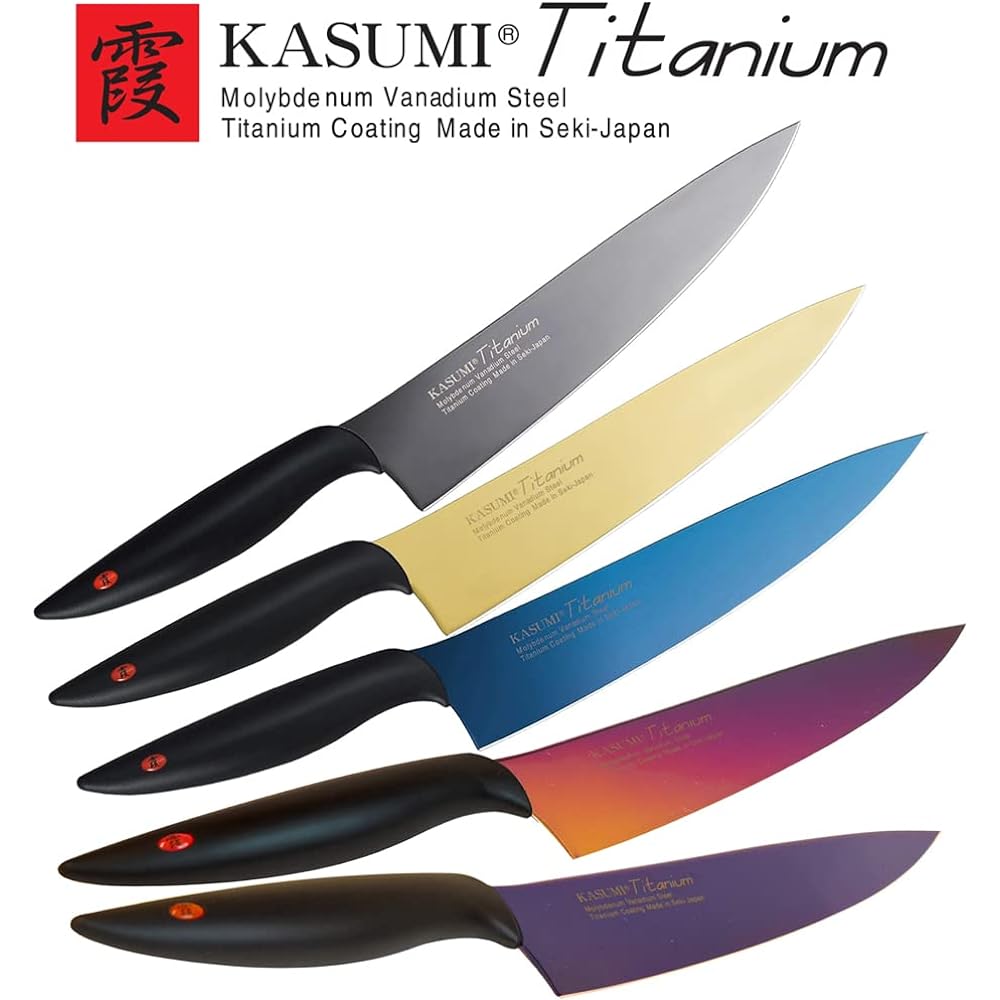 SUMIKAMA Kasumi Knife, Titanium Coating, Sword-shaped Knife, Made in Japan, 20cm, Gyuto, Meat, Vegetables, Rust-resistant, Sharpness, Color, Midnight Blue, Made in Seki City, KASUMI 22020/VI