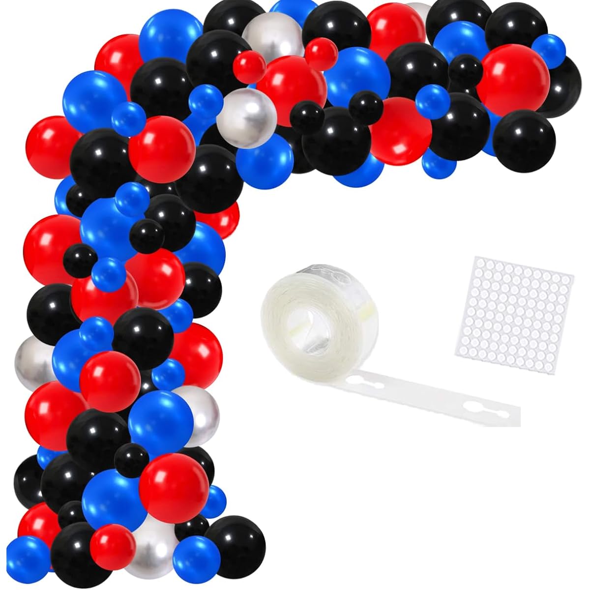 Blue Black Red Balloon Garland Arch Kit 123pcs Royal Blue Black Red Metallic Silver Balloons Spider Birthday Party Supplies Video Game Hero 3rd 4th 5th 7th Birthday Party Decorations