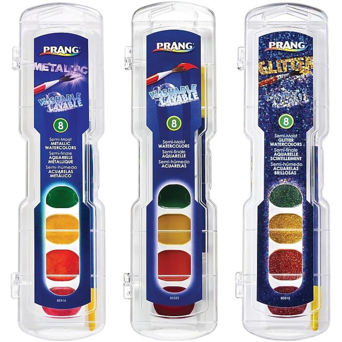 (Master Pack, Classic/Glitter/Metallic) - Prang Washable Watercolour Master Pack, Non Refillable, 36 Paint Sets, Includes 12 Sets of 8 Classic Colours, 12 Sets of 8 Glitter Colours, and 12 Sets of 8 Metallic Colours (80519)