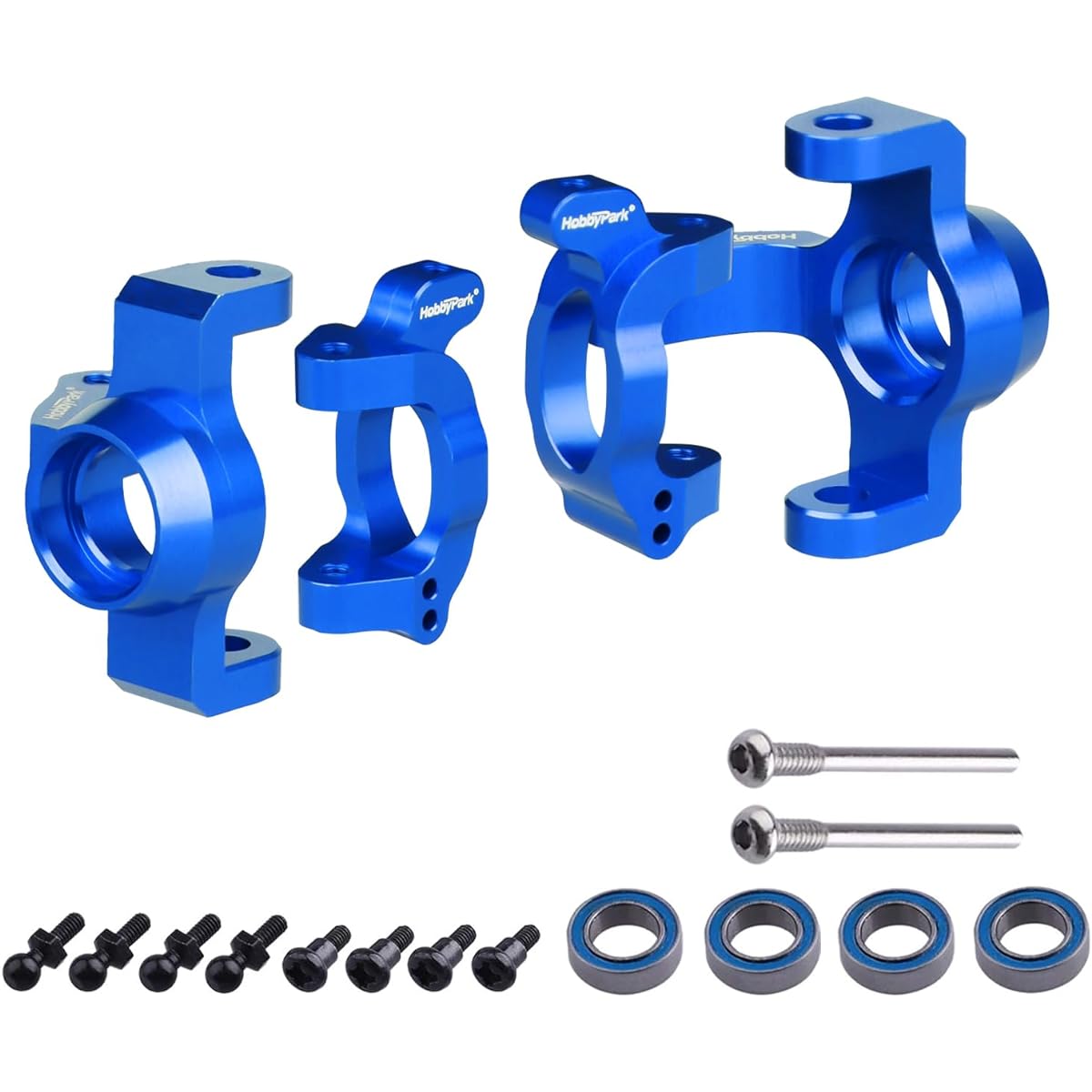 HobbyPark Aluminum Caster Block (c-hub) & Steering Block Front Knuckle for Traxxas 1/18 LaTrax Teton Desert Prerunner Rally Replacement Part 7532 (Navy Blue)
