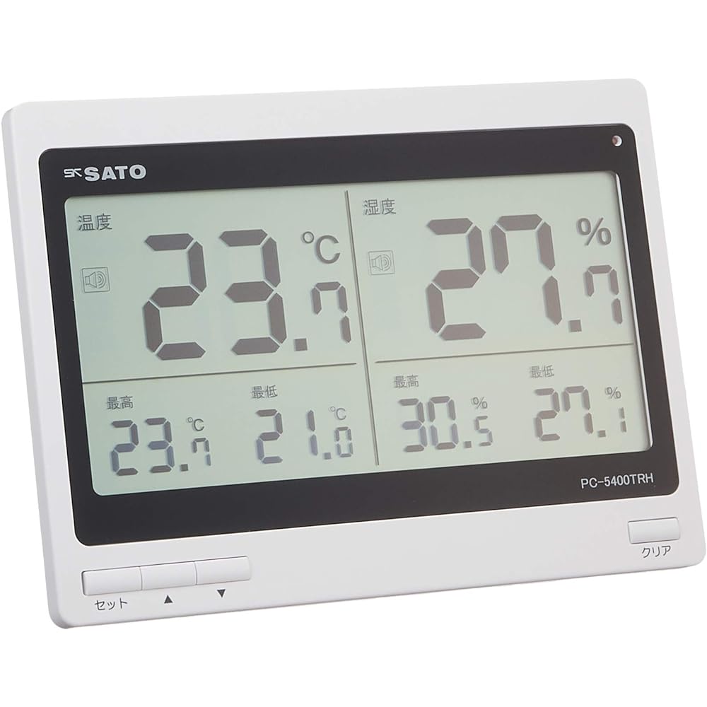 Sato Measuring Instrument (SATO) Temperature and Hygrometer Digital Maximum and Minimum Temperature and Humidity Record Notification when the set temperature is exceeded PC-5400TRH 1074-00