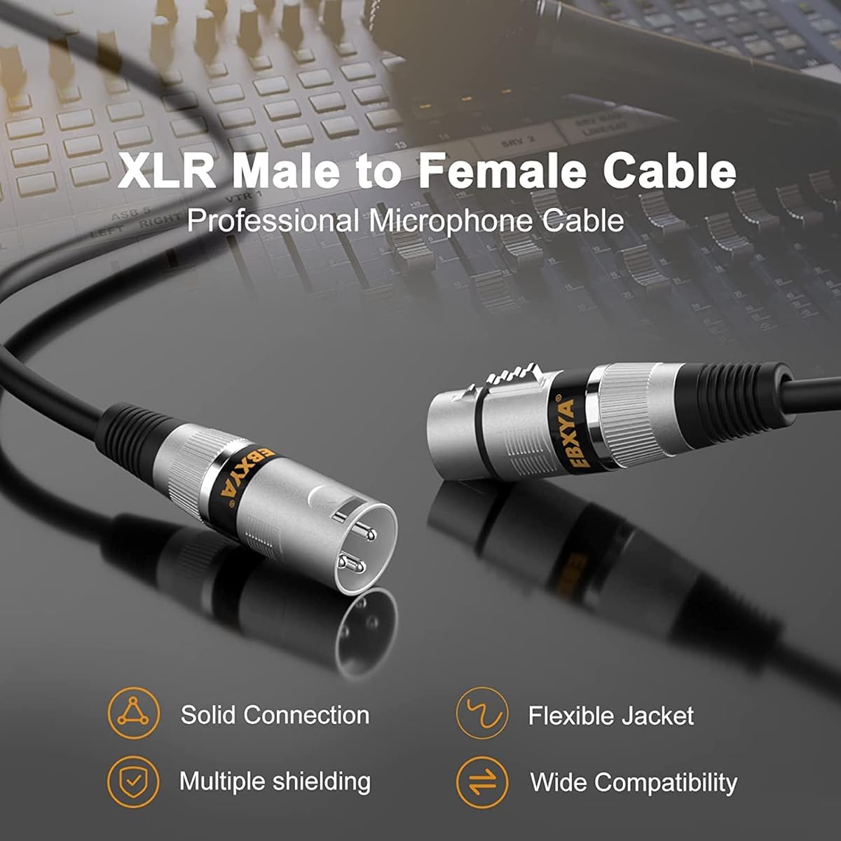EBXYA XLR Cable 75ft 2 Pack Premium Balanced Microphone Cable with 3 Pin XLR Male to Female Cable