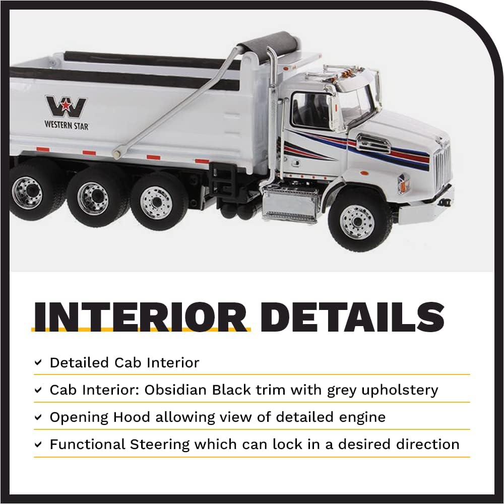 DIECAST MASTERS Western Star 4700 SB Dump Truck White Cab/White Dump Body