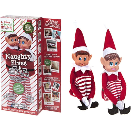 2-12 inch Balloon Shop Set "Novelty Naughty Girl and Boy Elf Toys - Elves Behavin' Badly