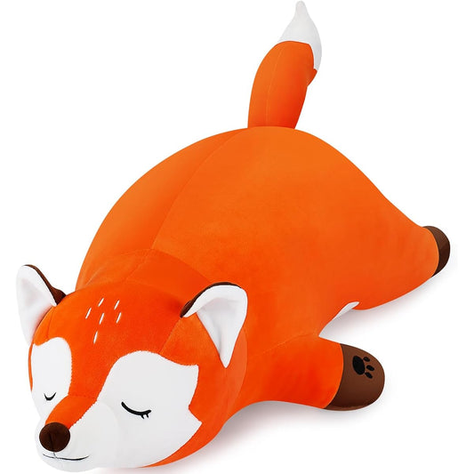 30 Inch Giant Fox Stuffed Animal - Fox Plush Pillow, Orange Fox Stuffed Animal, Large Sleeping Fox Stuffed Animal, Cute Body Pillow, Room Decoration, Christmas Birthday Gift for Children, Girls, Boys