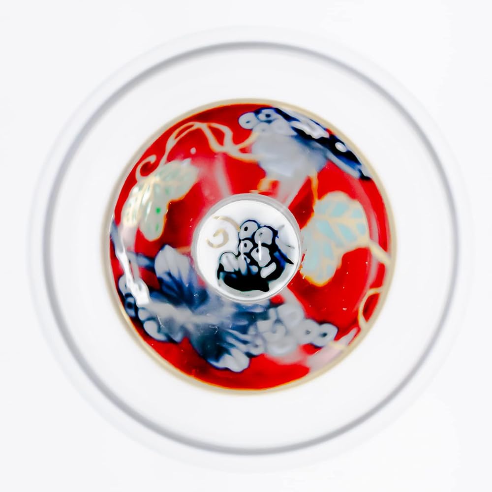 Arita Ware Romantic Glass High Leg Wine Glass Small Dyed Nishiki Grape (Red) RB-2