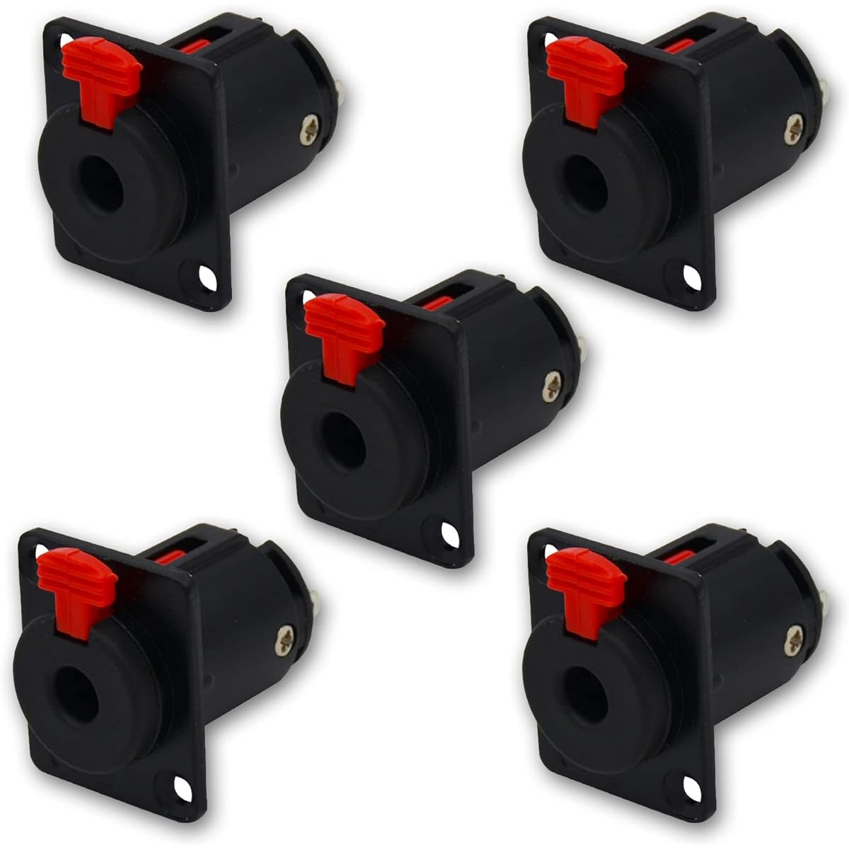 Czyuntuo 5 Pack Black 1/4" Jack 1/4" Electric Guitar Input Jack Mono/Stereo Metal Female Panel Mount Socket with Lock