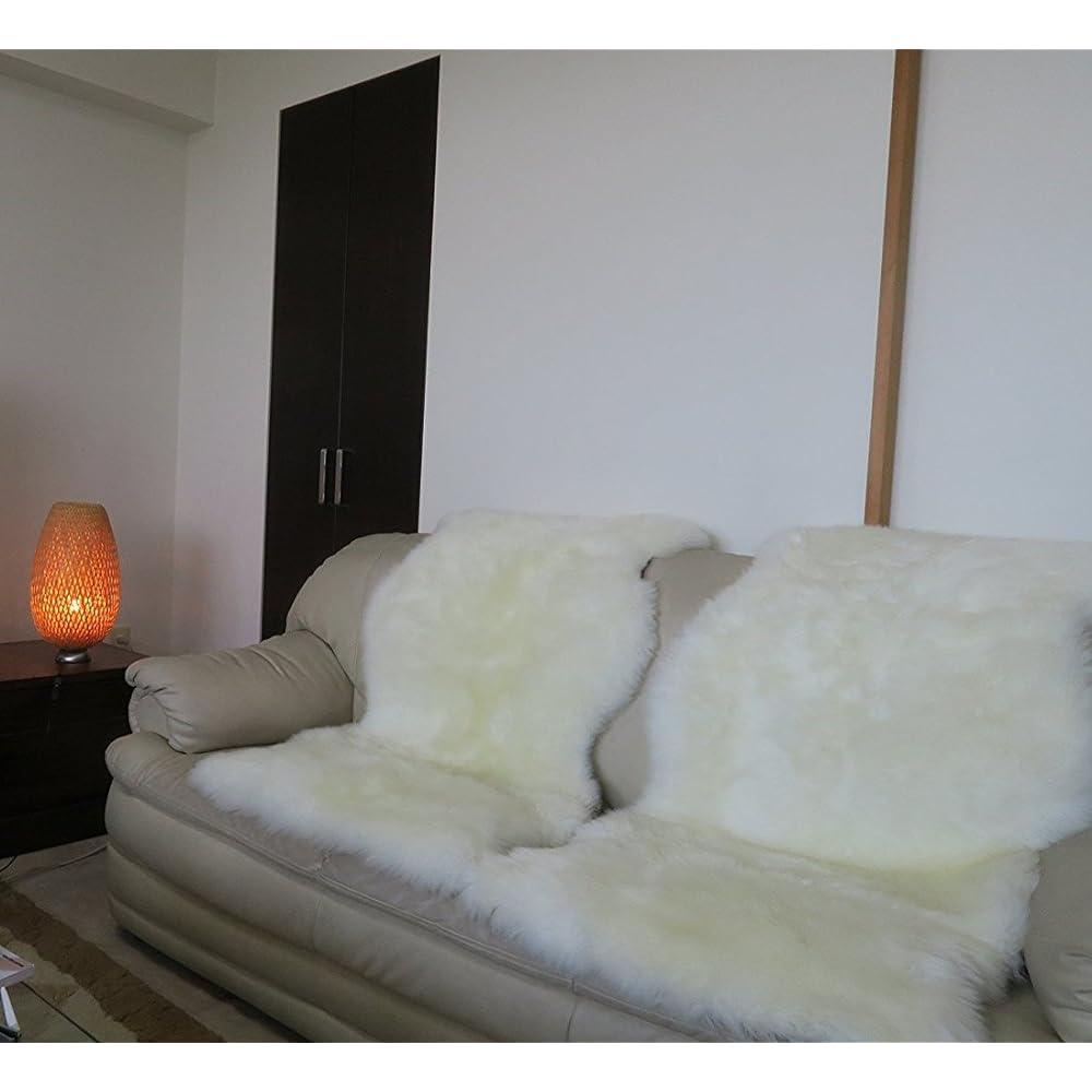 FURFURMOUTON Washable Shearling Rug Fleece 60.0x90.0cm Soft Rug Rug for Drawing Room Sofa Chair Car Ivory