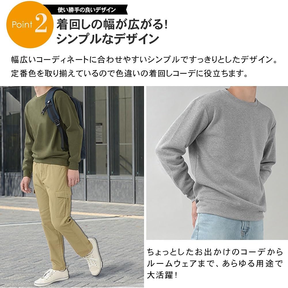 [Richard & Neil] Sweatshirt, Crew Neck, Brushed Lining, Sweatshirt, Men's, Unisex, Casual, Outdoor Pajamas, Long Sleeve, Spring, Autumn, Winter, Plain SWEAT10