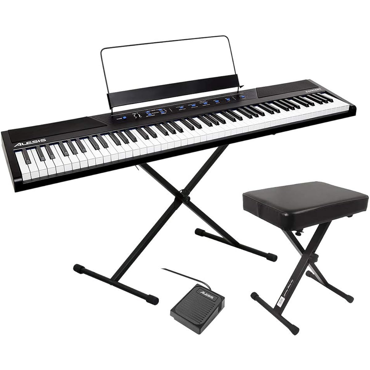 ALESIS Concert Stand + Chair Set Digital Piano Full Size Semi-Weight 88 Keys Alesis