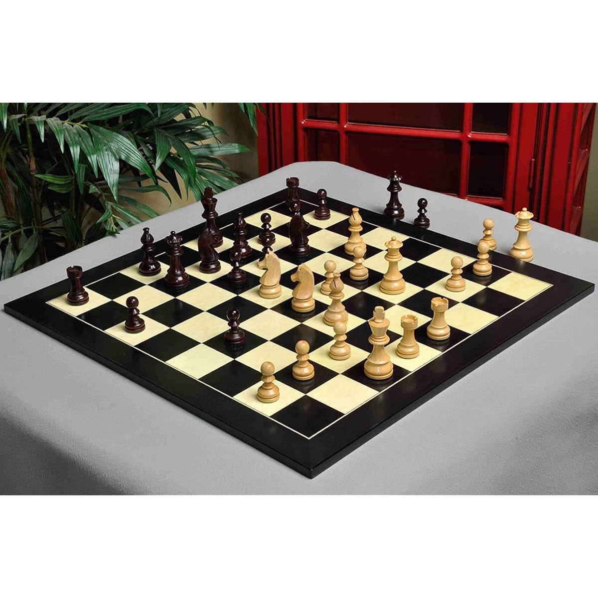 The House of Staunton Championship Chess Set - Pieces on Law - 3.75" King Purple Heart Guild