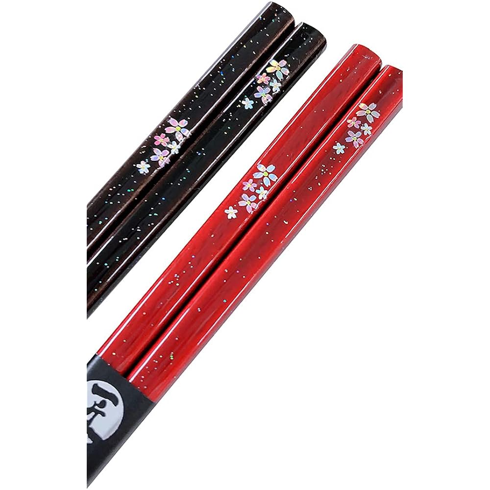 Couple chopsticks, Teruyazakura, unisex size, black, red, dishwasher safe, with design paulownia box and wrapping, wooden wedding ceremony, wooden wedding celebration, wedding anniversary gift, celebration present [152]