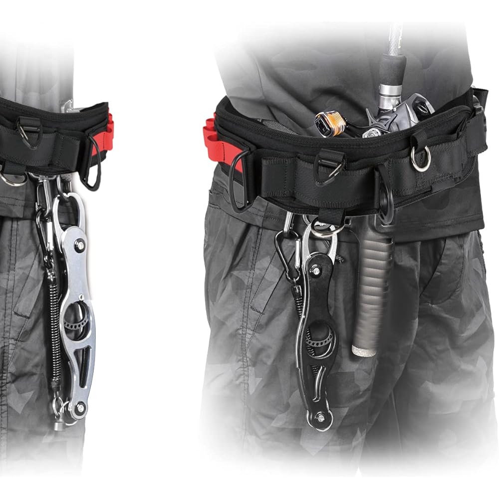 MiJiTrio Fishing Belt Set Fishing Waist Belt with 10 Hooks Wading Belt Fishing Supplies for Hanging Small Items Versatile Fishing Gear with 10 Hooks Outdoor Fishing Black Knit/Outdoor Belt