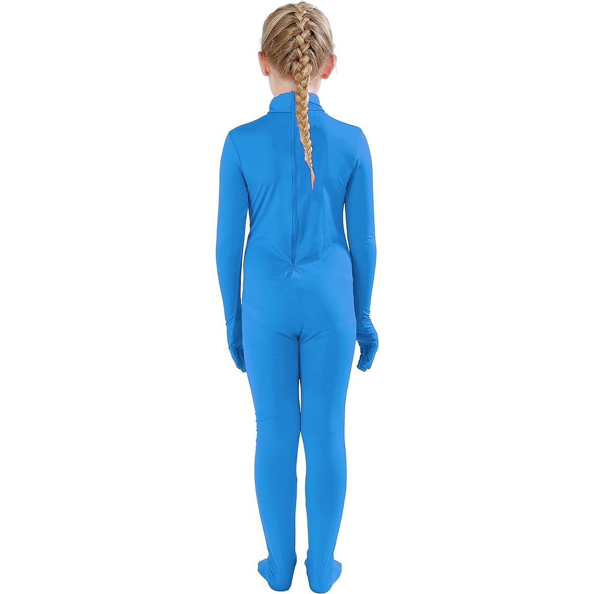 Full Bodysuit Kids Dancewear Plain Spandex Zentai, Light Blue, Small