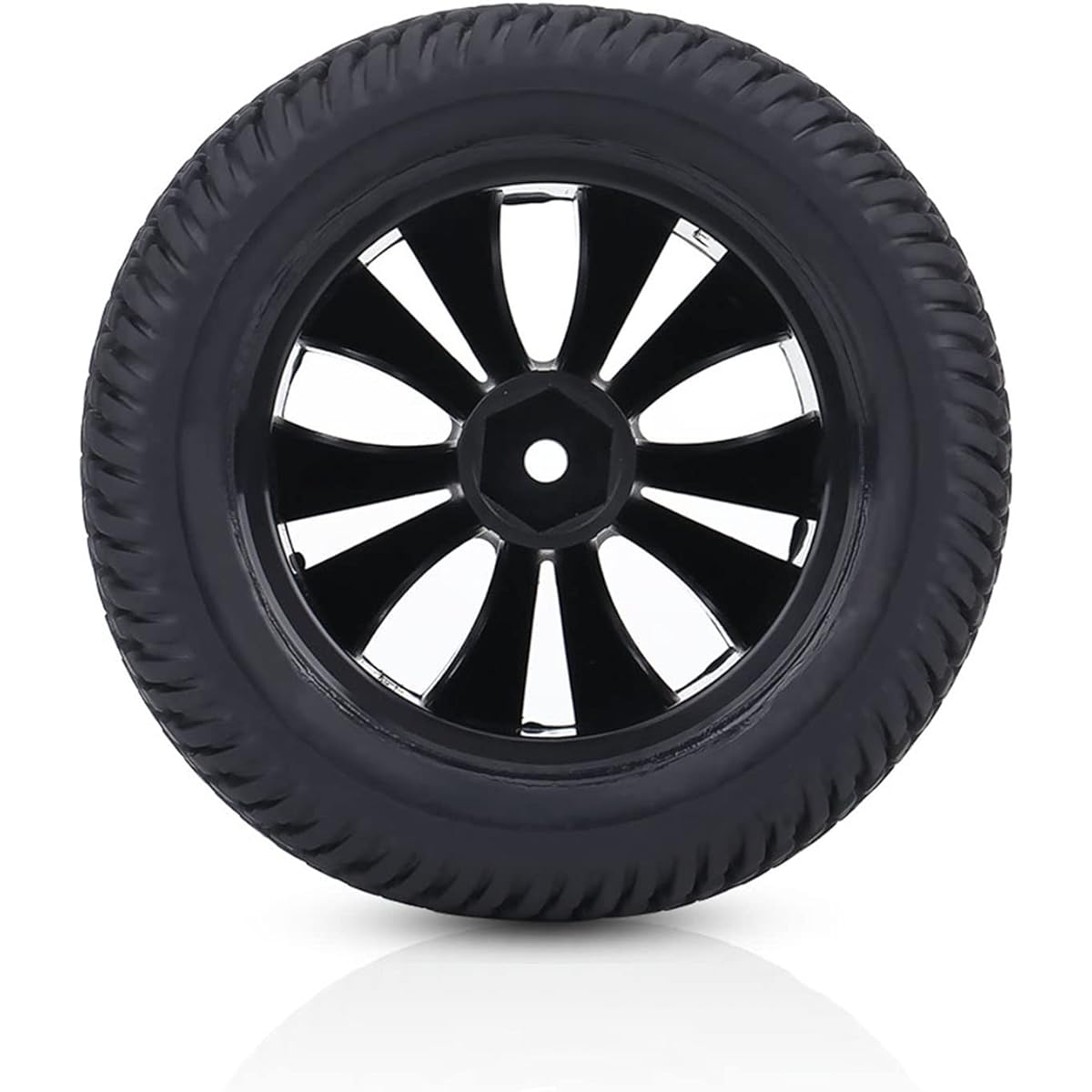 SPYMINNPOO RC Wheels and Tires Set of 2 Rubber Tires & Plastic Hub Wheels for 1:12 RC Car Racing Car Truck Watch Transforming Model