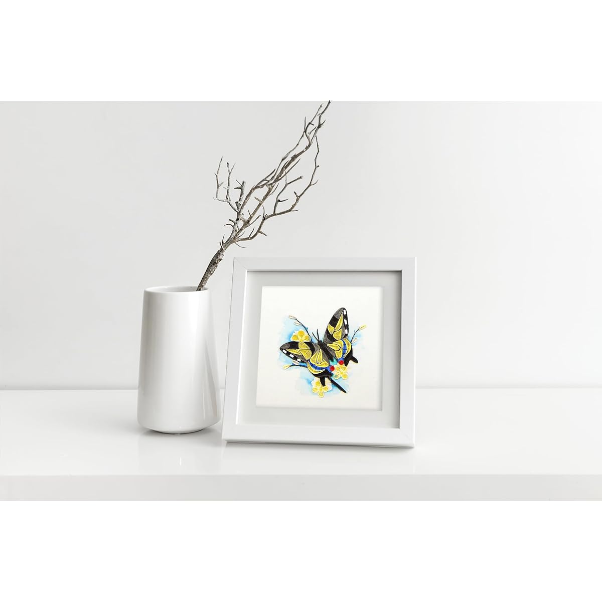 Swallowtail Butterfly Quilling Cards 3D - Unique Exclusive Handmade Design Greeting Cards for Birthday, Valentine's Day, Mother's Day, Spring, Father's Day, Graduation, Wedding, Anniversary, Thank You, Get Well, Any Occasion | 6" x 6"