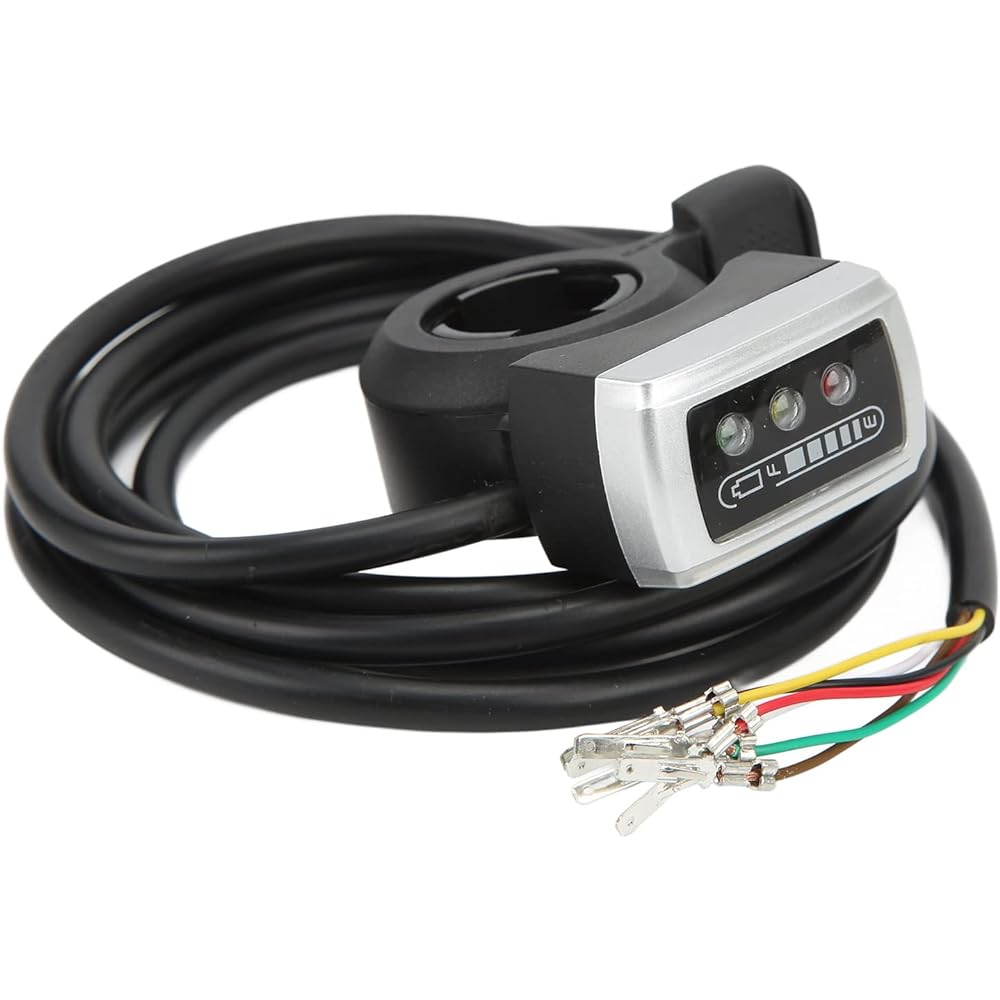 6 Wire Thumb Throttle 2mm Thumb Throttle with On/Off Switch Battery Indicator Aperture Assembly for Electric Bike Skate (36V)
