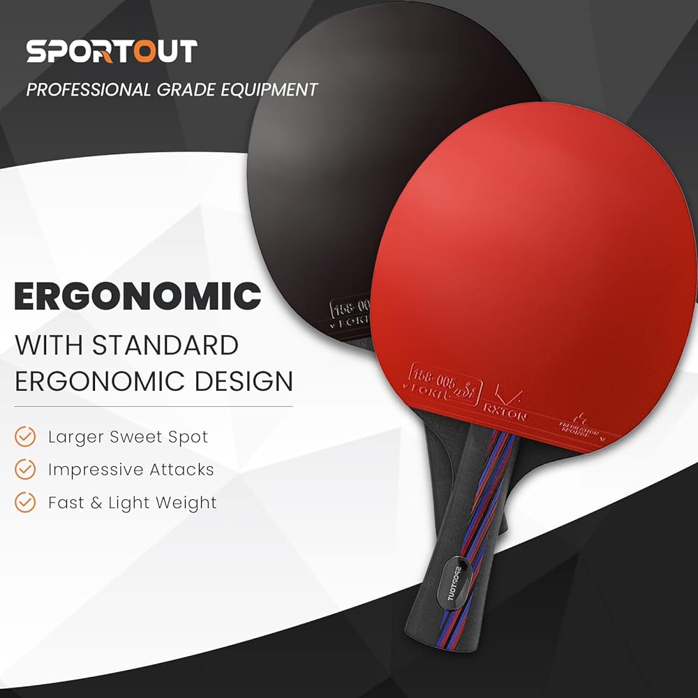 Sportout Table Tennis Paddle Professional Table Tennis Racket with Case Table Tennis Paddle for Advanced Training and Tournaments